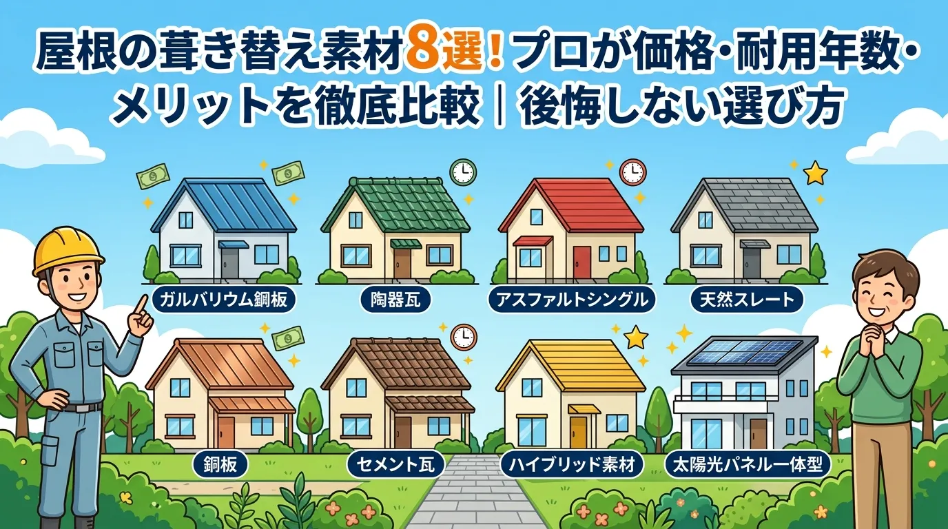 屋根の葺き替え素材8選！プロが価格・耐用年数・メリットを徹底比較｜後悔しない選び方