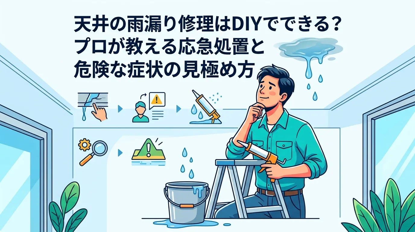 天井の雨漏り修理はDIYでできる？プロが教える応急処置と危険な症状の見極め方