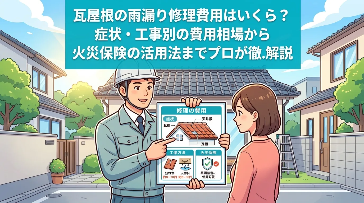 瓦屋根の雨漏り修理費用はいくら？症状・工事別の費用相場から火災保険の活用法までプロが徹底解説