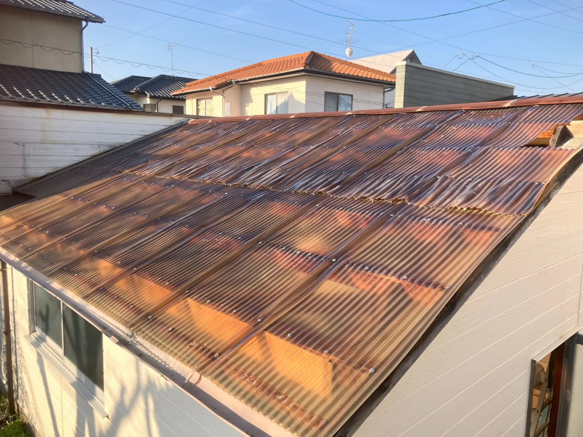 多久市｜車庫屋根交換工事 - 施工前